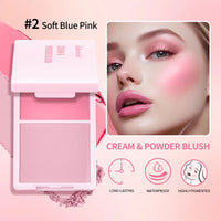2-in-1 Cream and Powder Long-Lasting Blush Palette