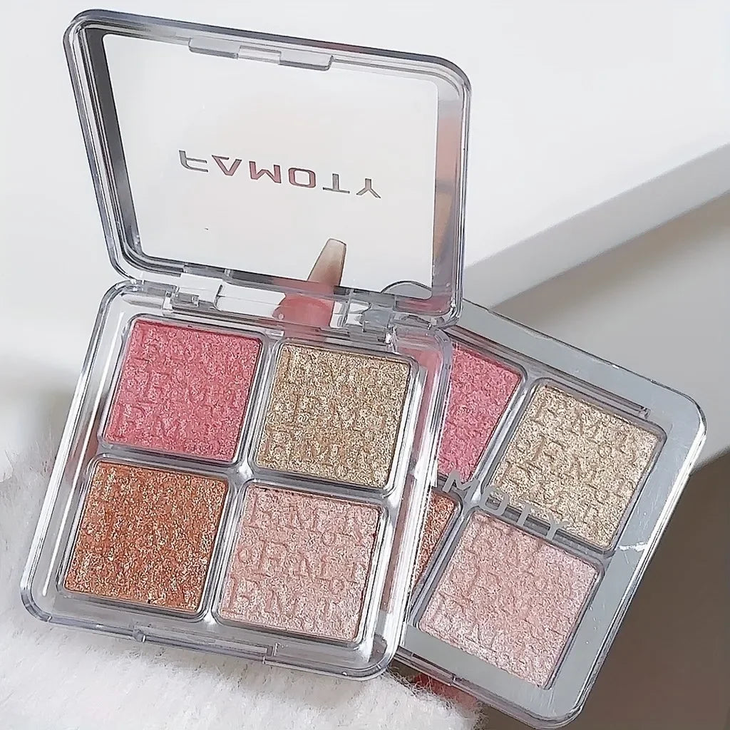 4-Color Shimmer Face Highlighter Palette