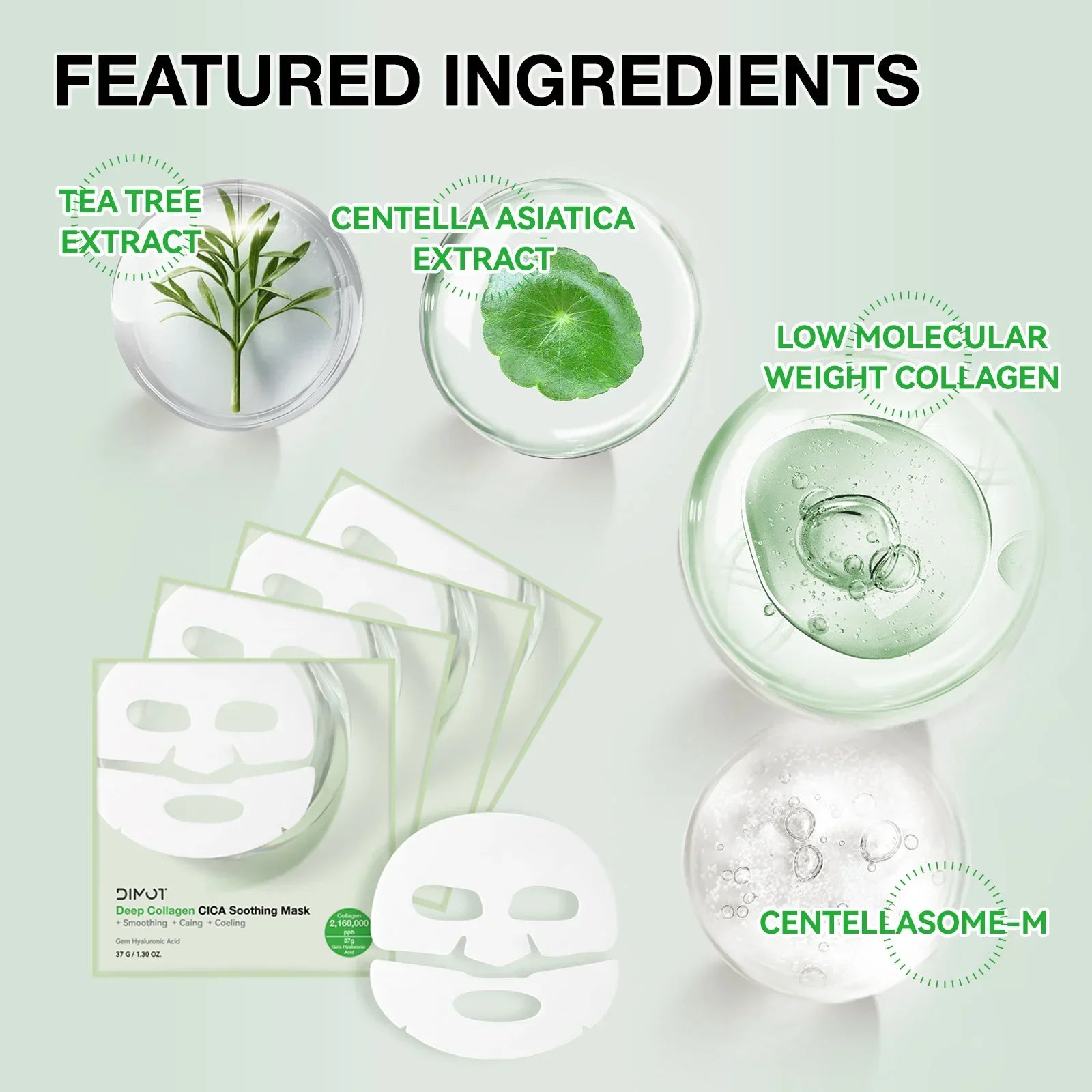 Collagen CICA Soothing Facial Mask for Deep Hydration - 11