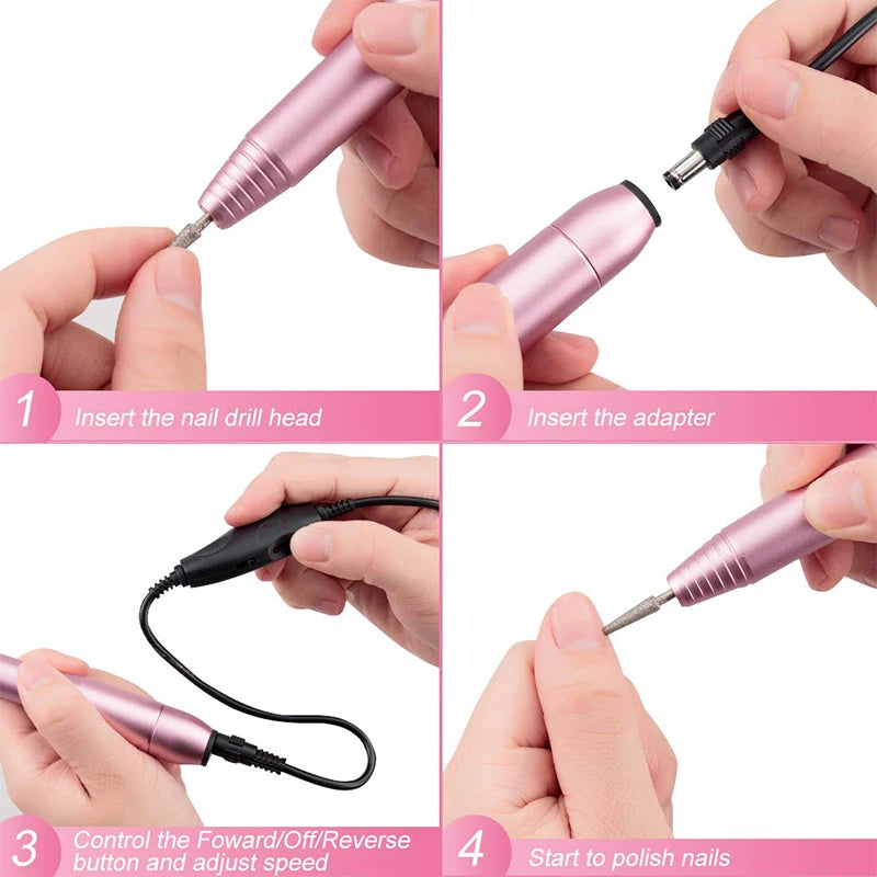 Portable Electric Nail File and Manicure Drill Kit - 3