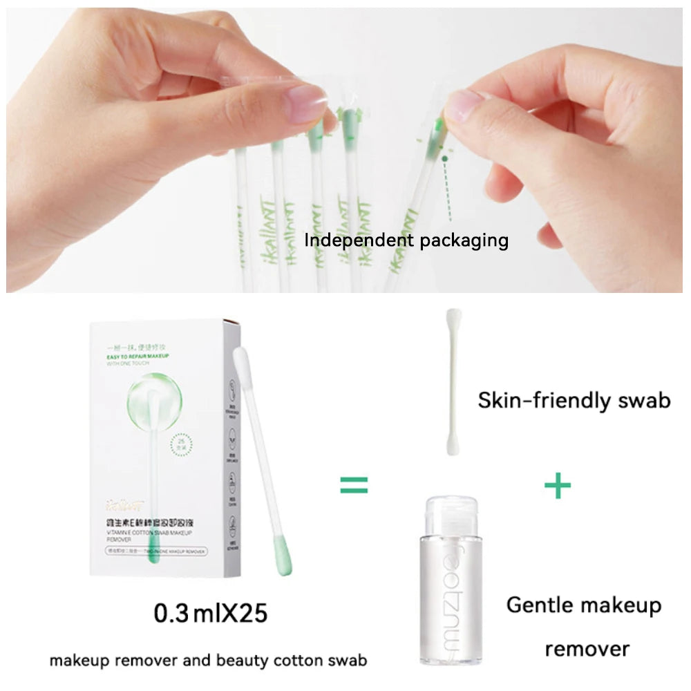 Pre-Soaked Makeup Remover Cotton Swabs for Precision Cleaning - 4