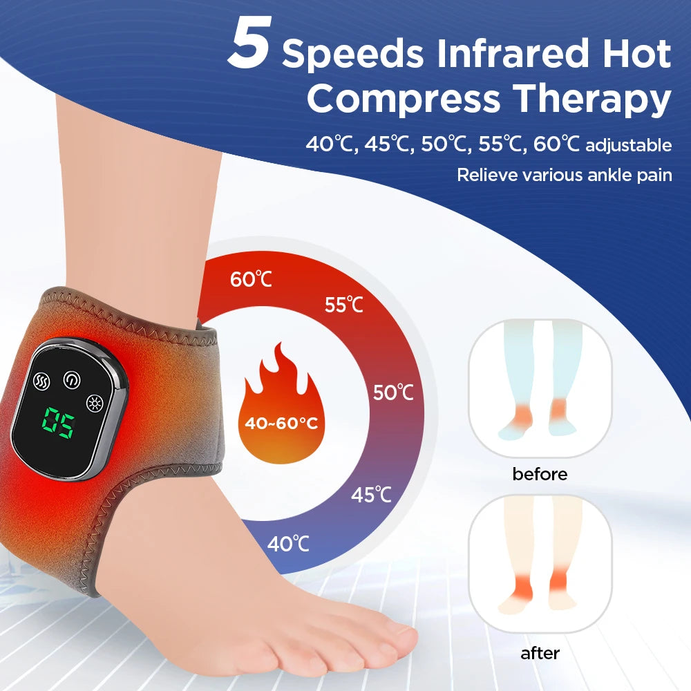 Electric Heated Ankle Brace Massager with Vibration Therapy - 9