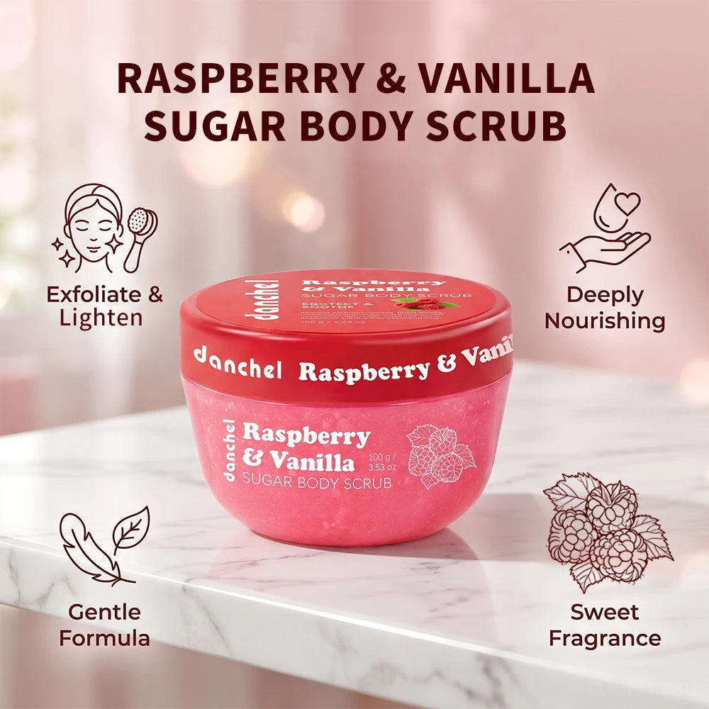 Raspberry Vanilla Sugar Body Scrub for Smooth Glowing Skin - 3