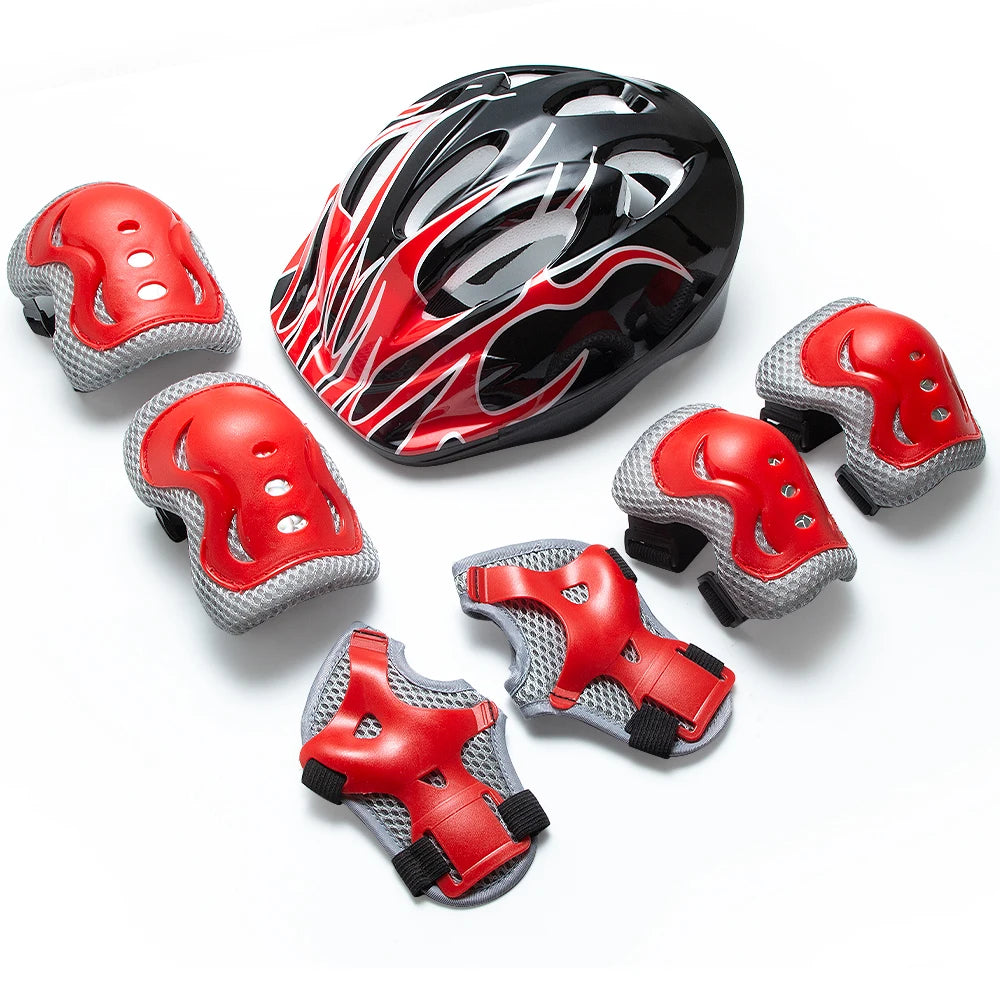Kids Adjustable Protective Helmet and Safety Gear Set - 10