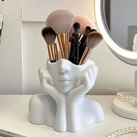 Artistic Face Makeup Brush Organizer and Desk Vase