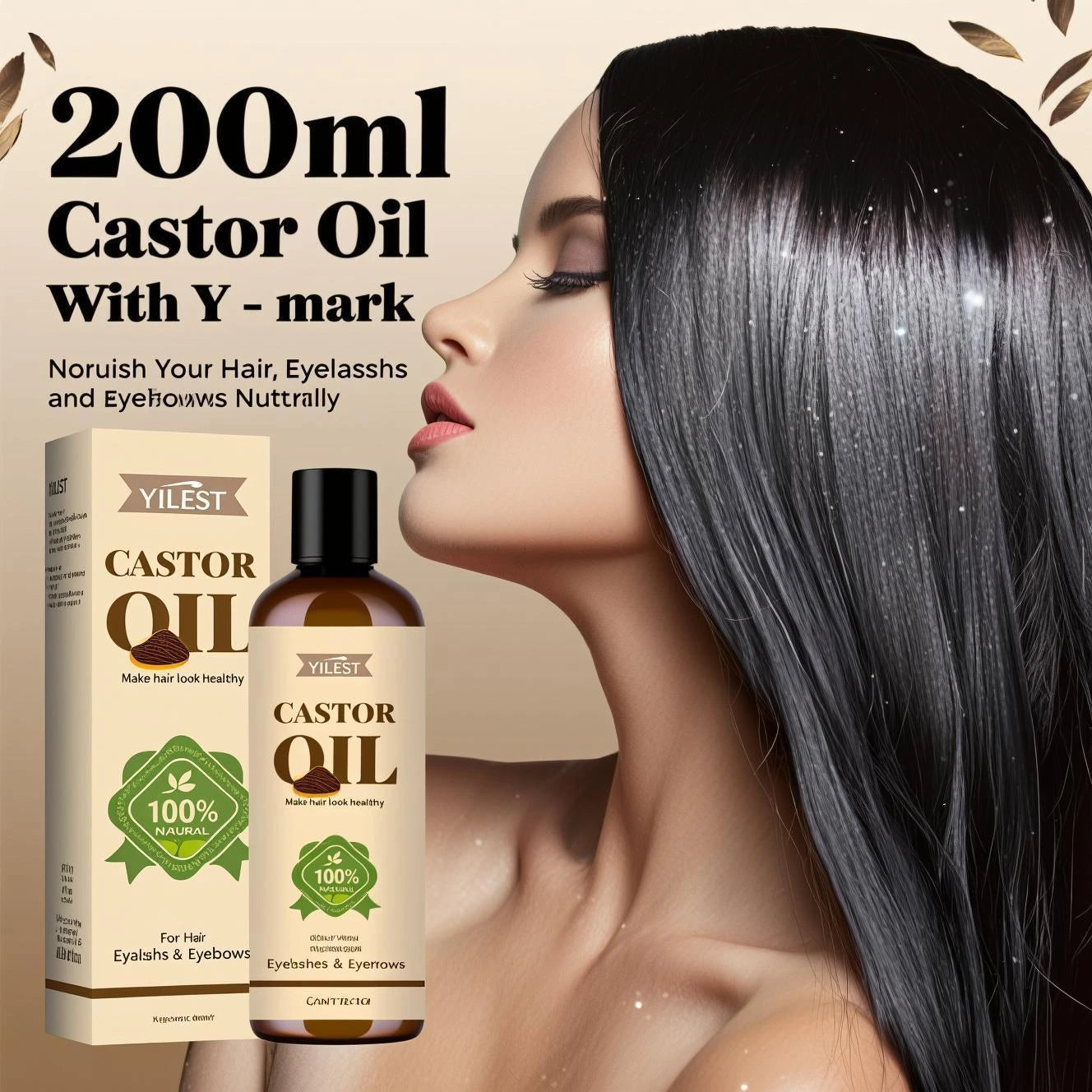 Pure Castor Oil for Hair Growth and Eyelash Conditioning - 1
