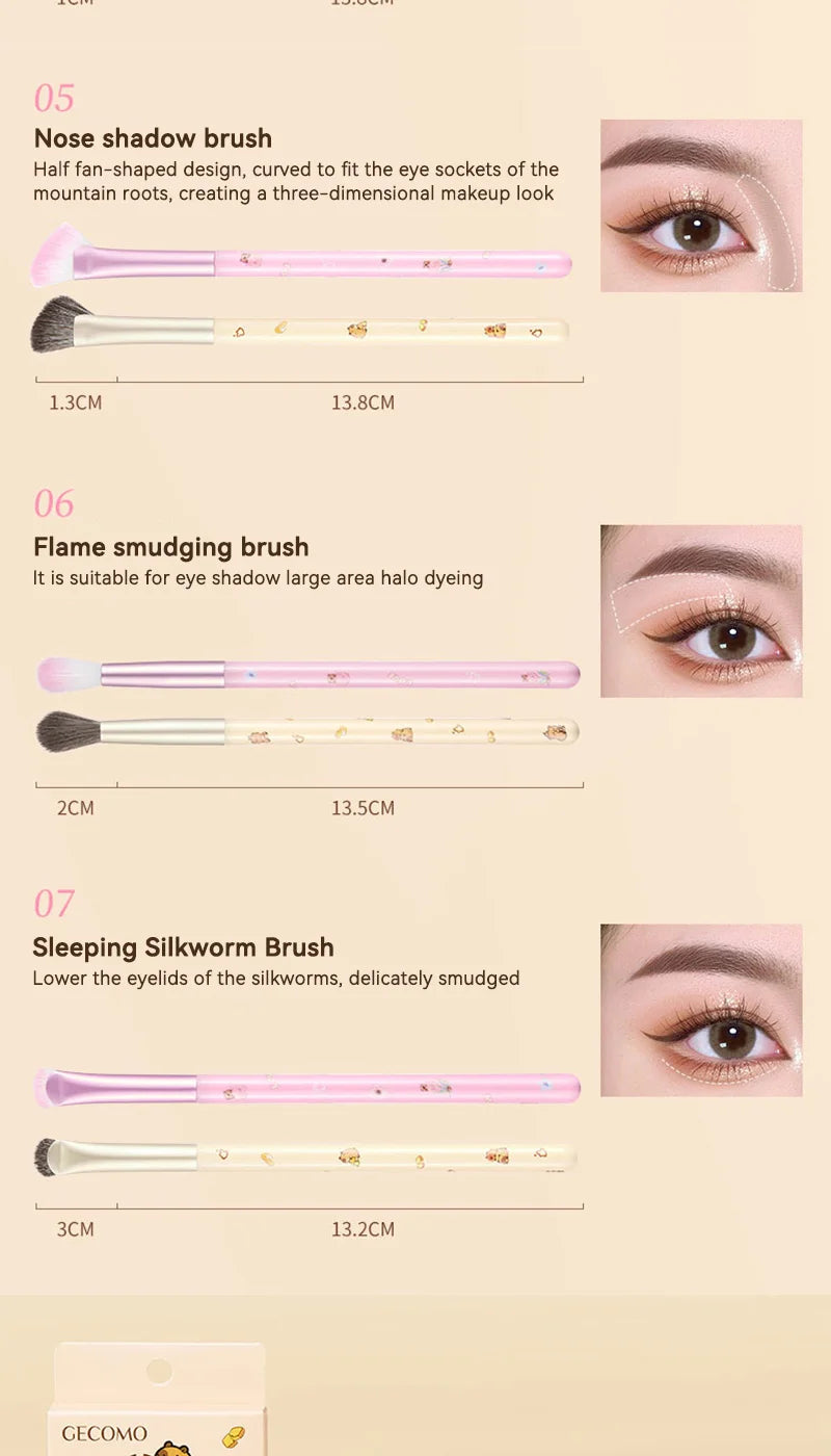 Professional 8-Piece Precision Eye Makeup Brush Set - 16