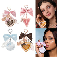 Portable Heart Waffle Makeup Powder & Solid Perfume Keychain
