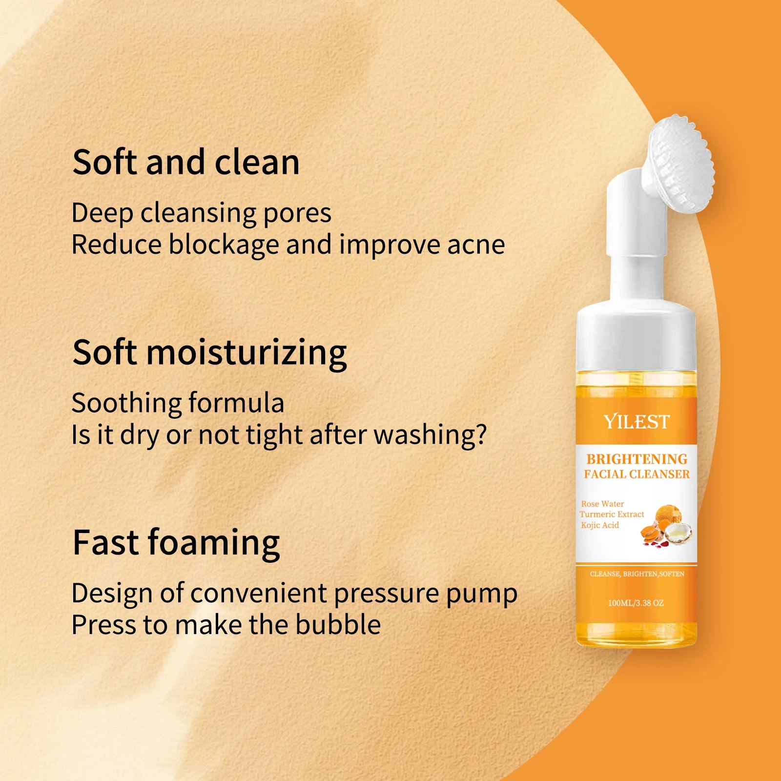 Brightening Turmeric Facial Cleanser with Exfoliating Brush - 3