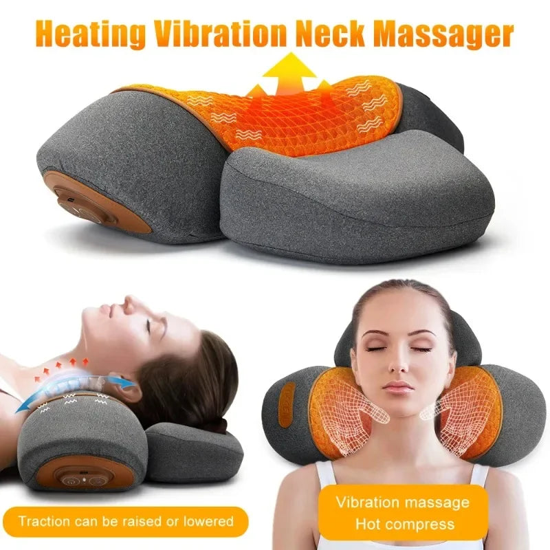 Cervical Neck Traction & Heating Massage Pillow