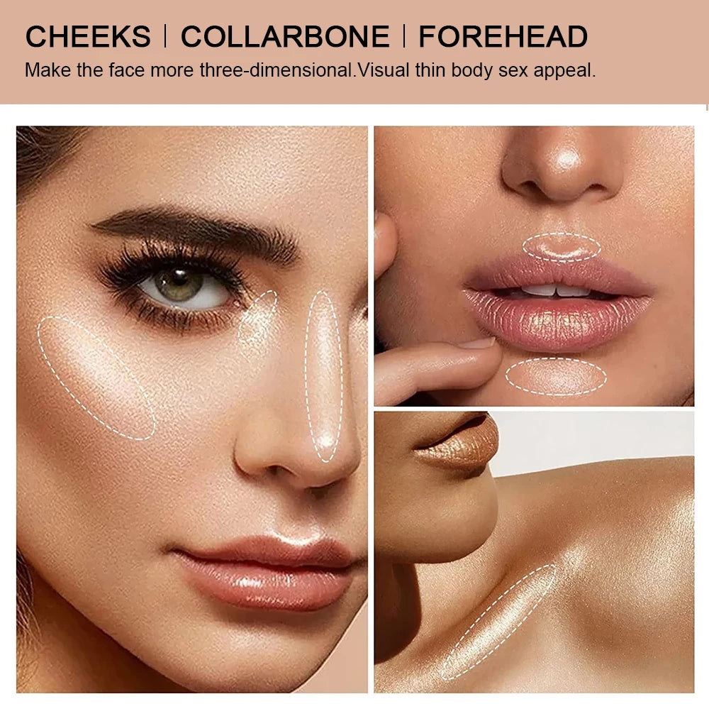 Creamy Face Highlighter and Contour Shimmer Stick - 12