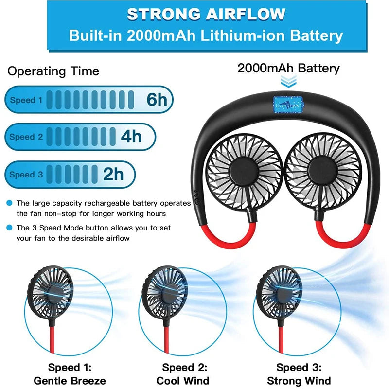 Portable Hands-Free Neck Fan for Cooling and Travel - 5