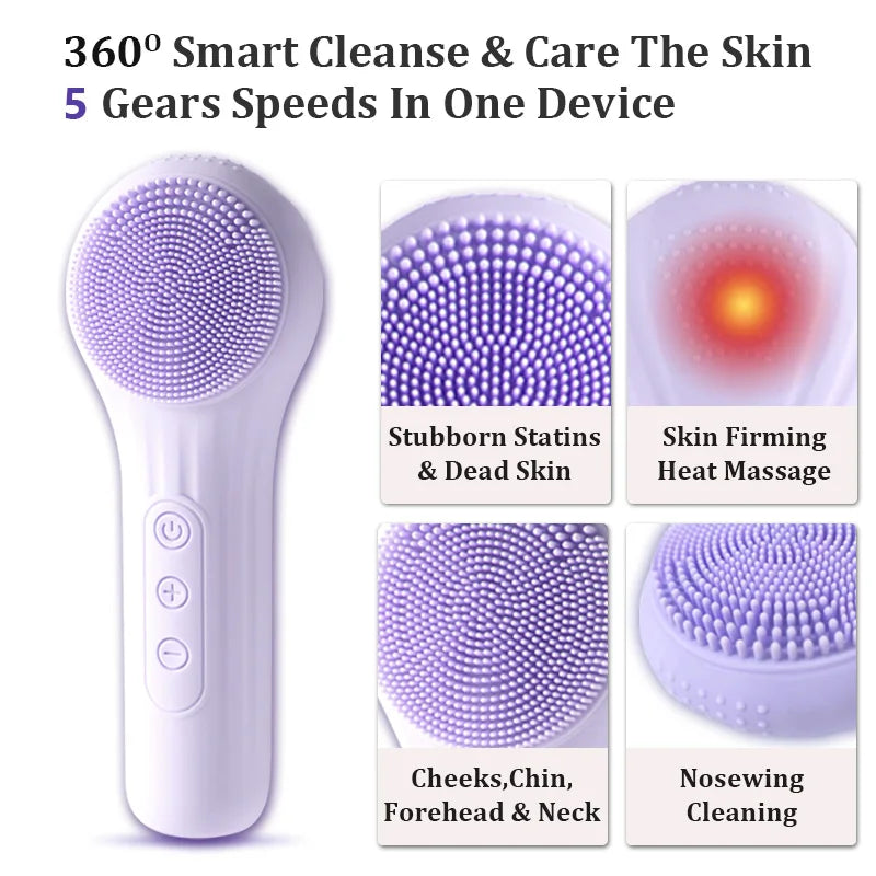 Sonic Electric Facial Cleansing & Anti-Aging Massage Brush - 2
