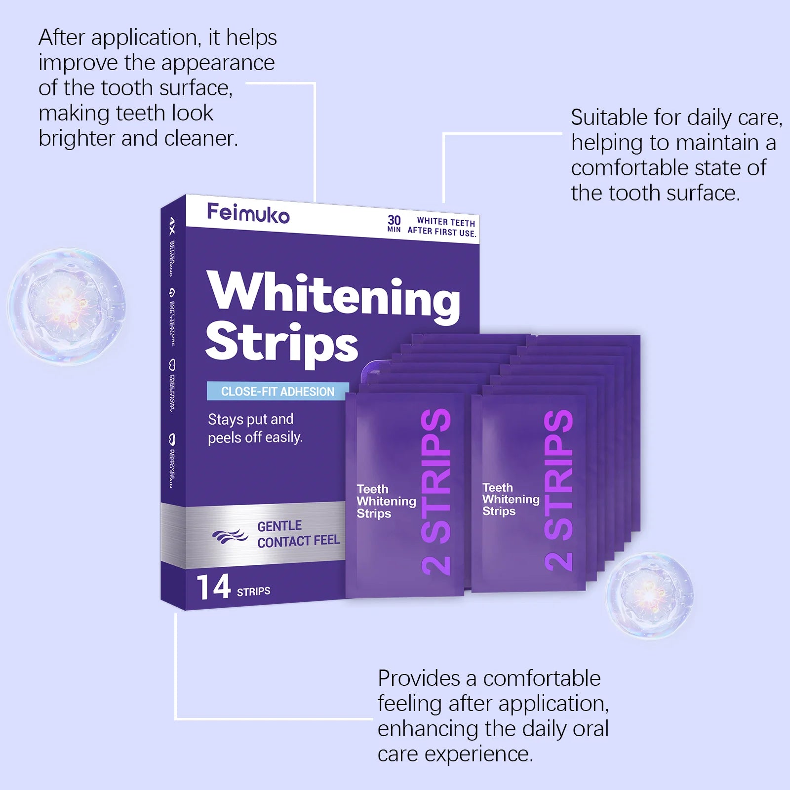 Purple Teeth Whitening Strips for a Brighter Smile - 3