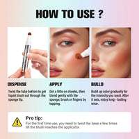 Long-Lasting Liquid Blush with Sponge Applicator