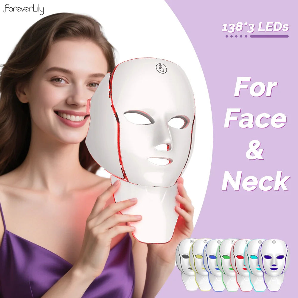 7-Color Photon LED Face and Neck Rejuvenation Mask