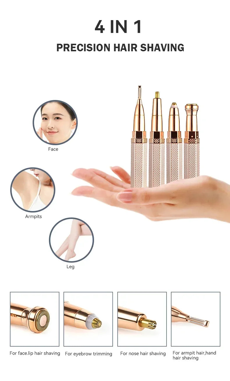 4-in-1 Painless Electric Shaver and Trimmer for Women - 9