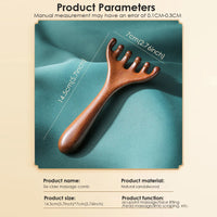 Six-Claw Natural Wood Scalp and Body Massage Comb