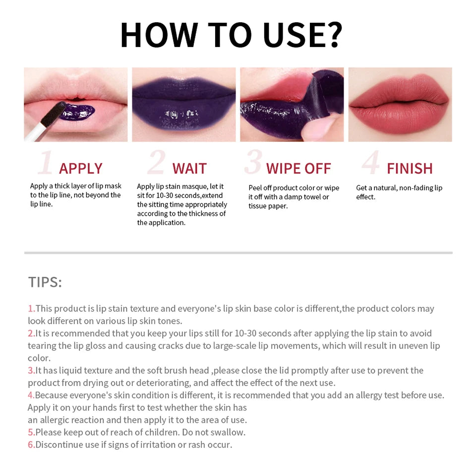 Waterproof Peel-Off Lip Stain for Long-Lasting Color - 24