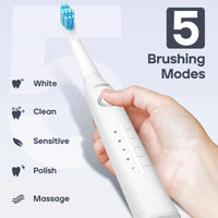 Rechargeable Ultrasonic Electric Toothbrush with 10 Replacement Heads