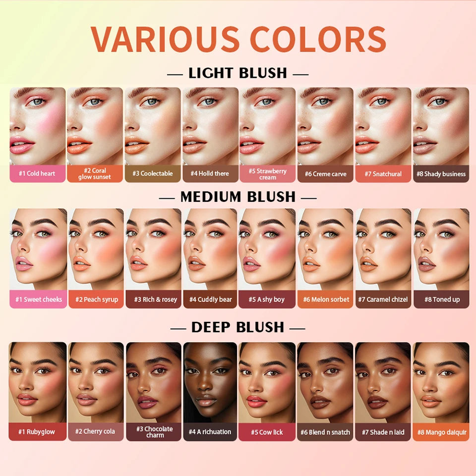 8-Color Cream Blush and Contour Palette - 8