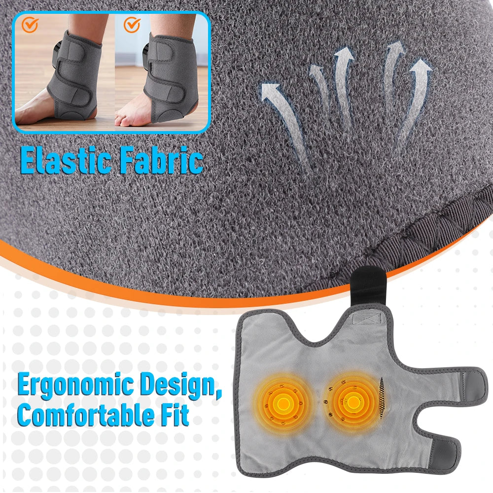 Heated Vibration Ankle Massager Brace for Pain Relief - 48