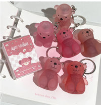 Portable Bear Keychain Velvet Matte Lip Mud