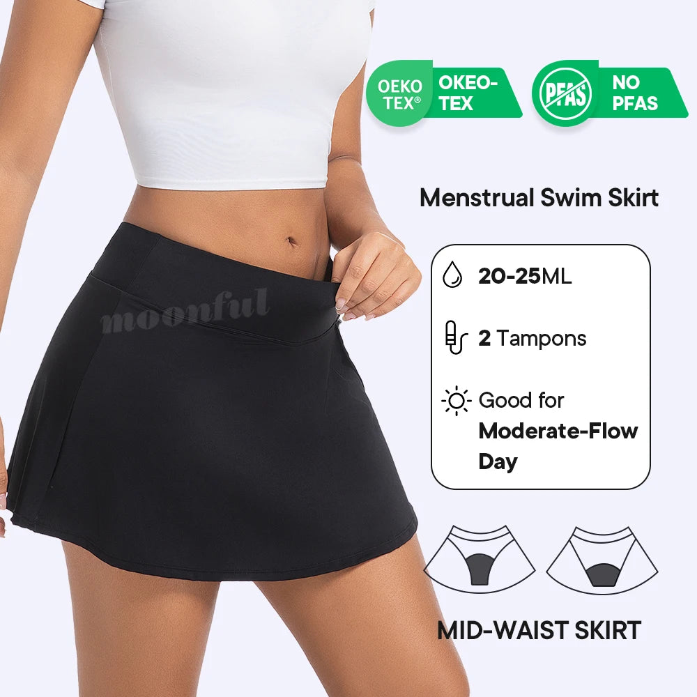 Leakproof Menstrual Period Swim Skirt - 2