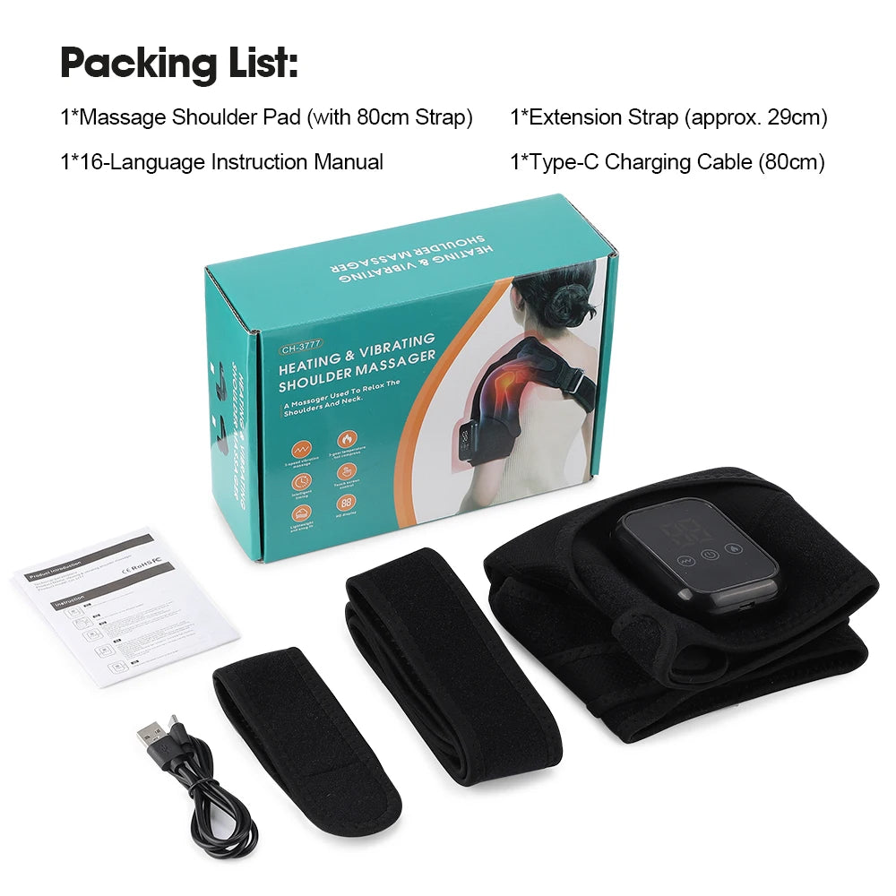 Electric Heated Shoulder Massage Brace with Vibration - 35
