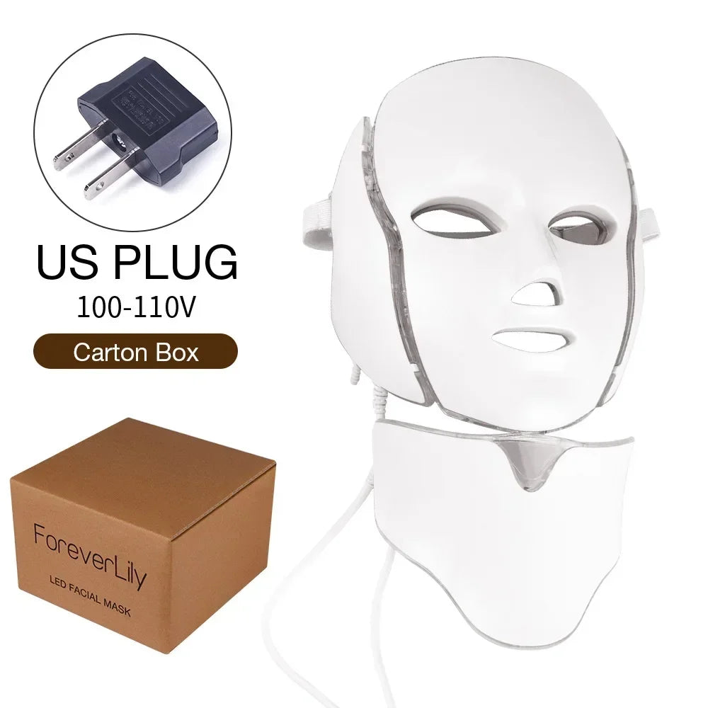 7-Color LED Facial and Neck Light Therapy Mask - 42