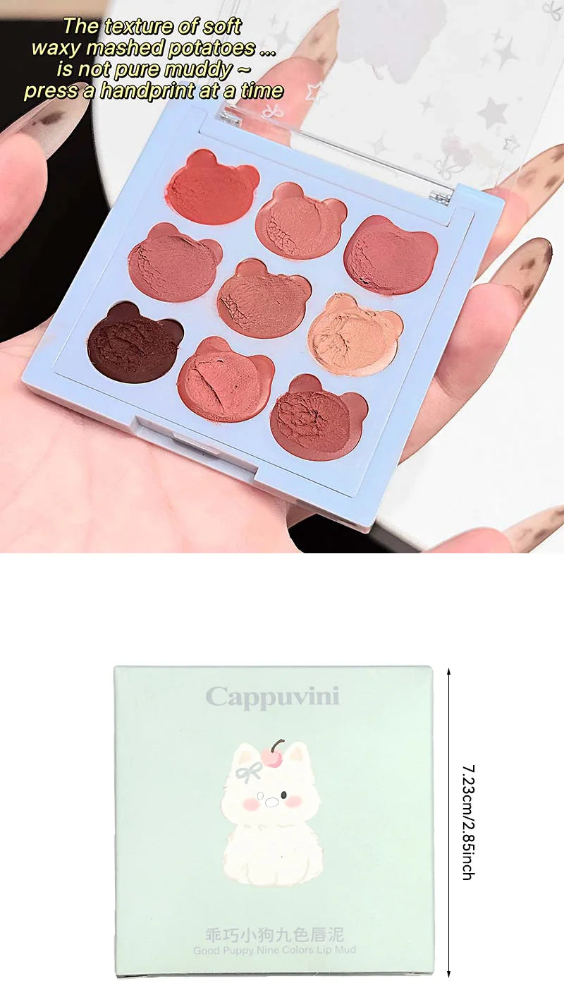 9-Color Matte Lip Mud Makeup Palette - 21