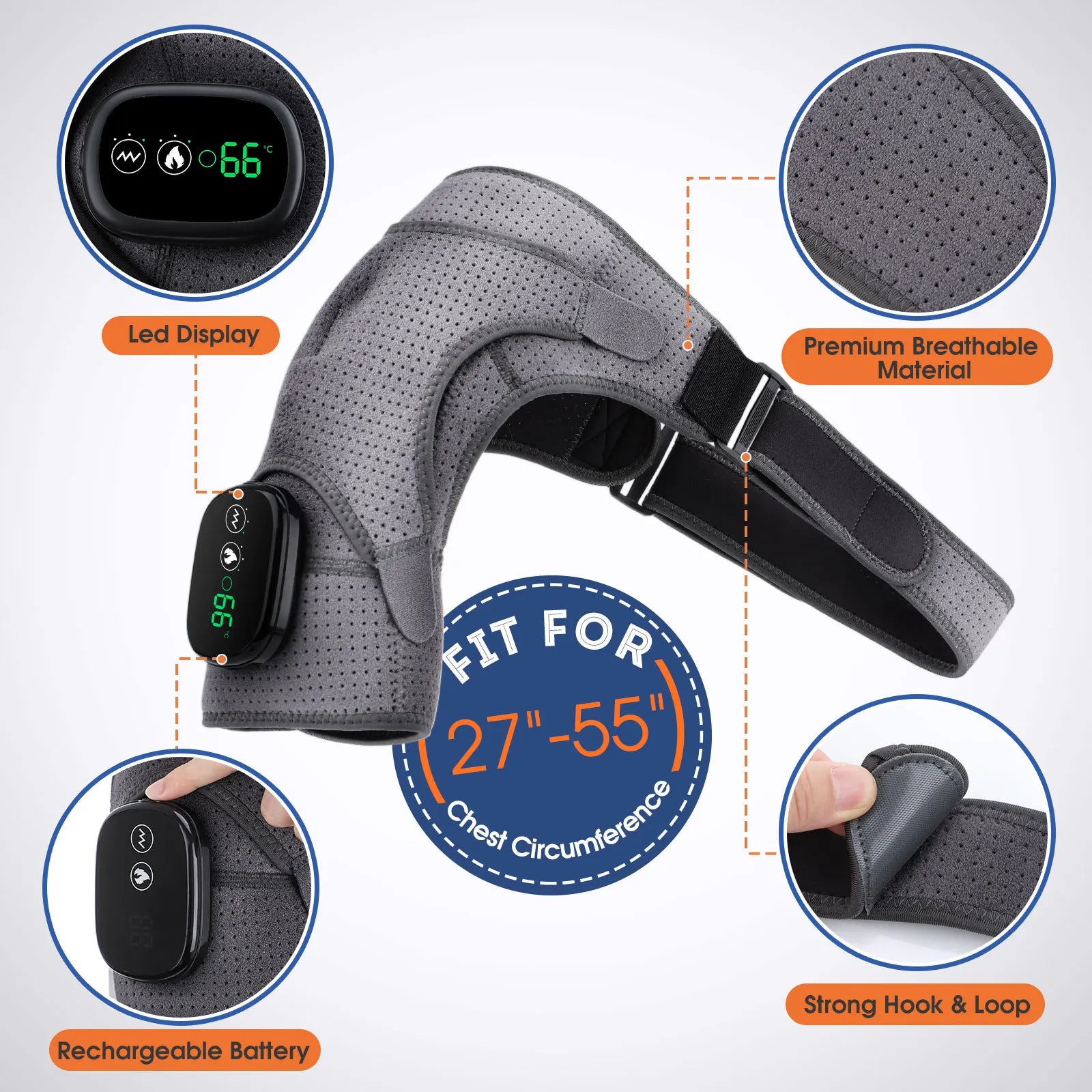Heated Vibration Massage Shoulder and Joint Wrap - 10