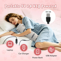 USB Heated Plush Cat Pillow for Cramp Relief