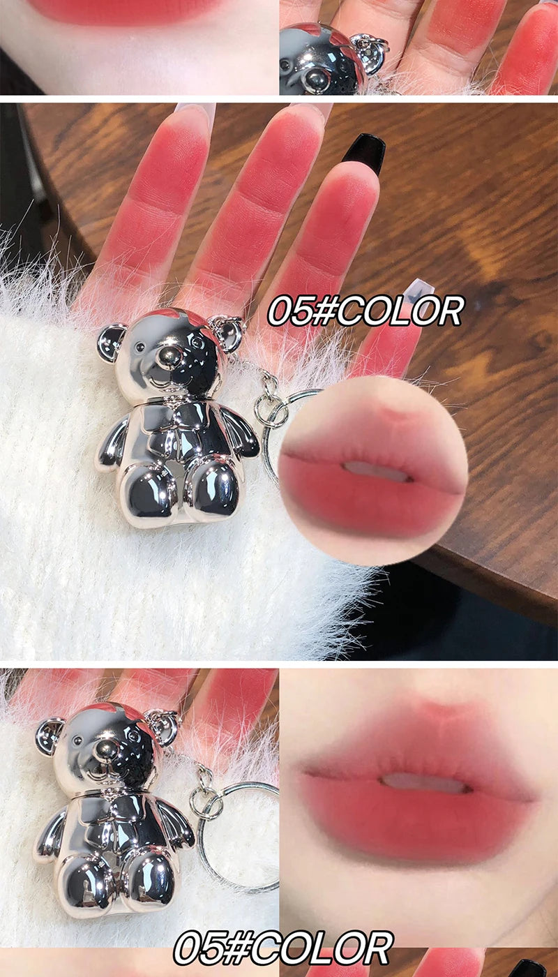 Cute Bear Keychain Velvet Matte Lip Clay - 15