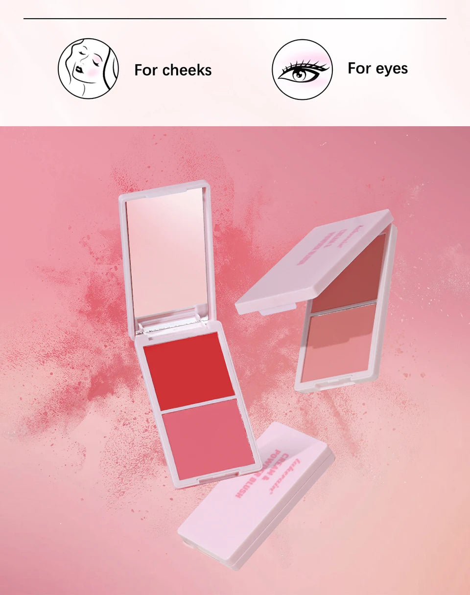 2-in-1 Cream and Powder Long-Lasting Blush Palette - 17