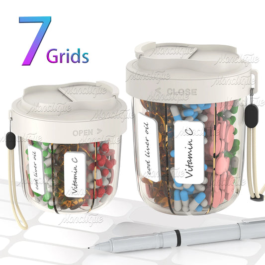 7-Day Portable Pill Organizer Cup for Vitamins and Supplements