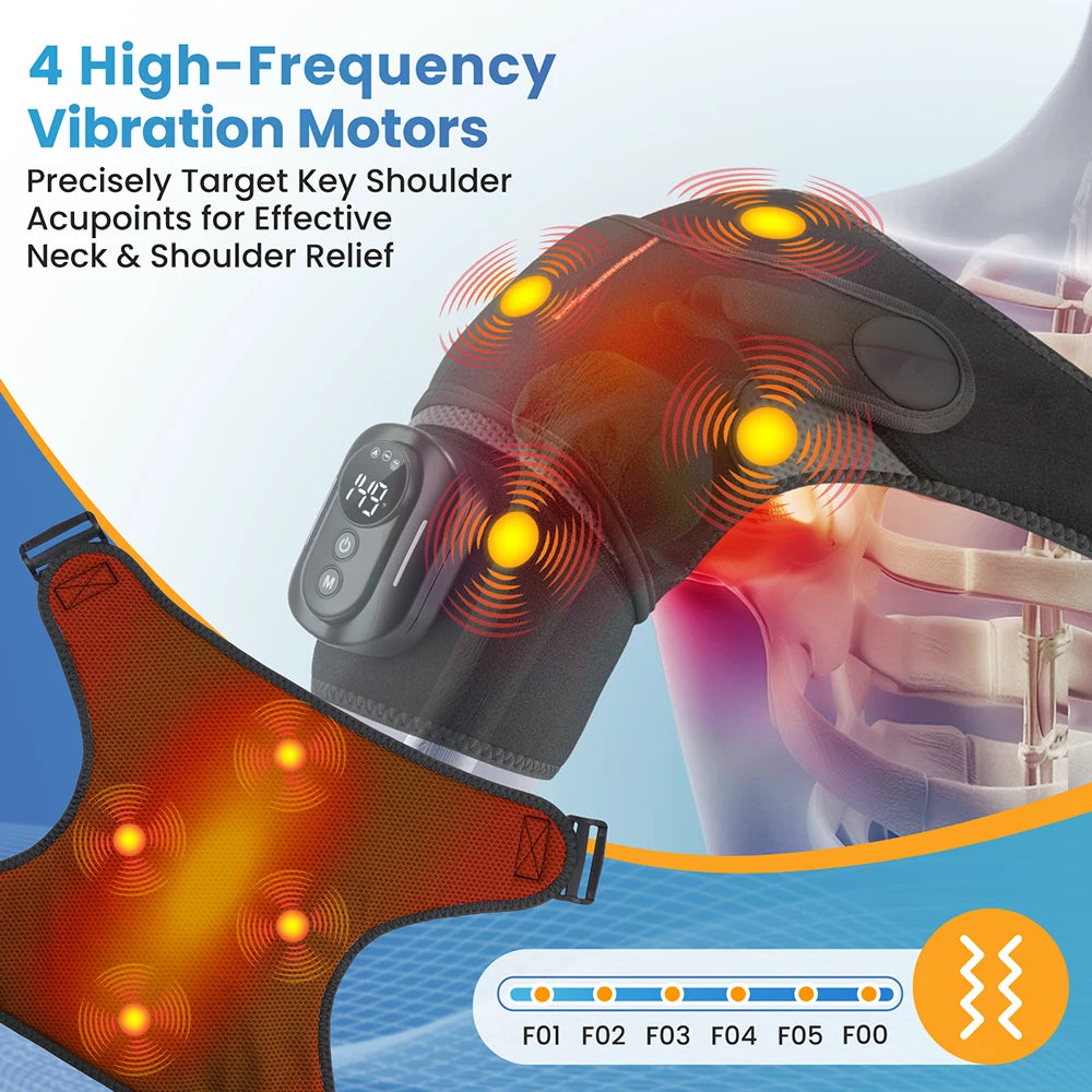 Heated Vibration Shoulder Massage Wrap with Remote - 3