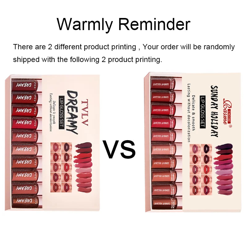 10-Color Velvet Matte Lip Gloss Set - 6