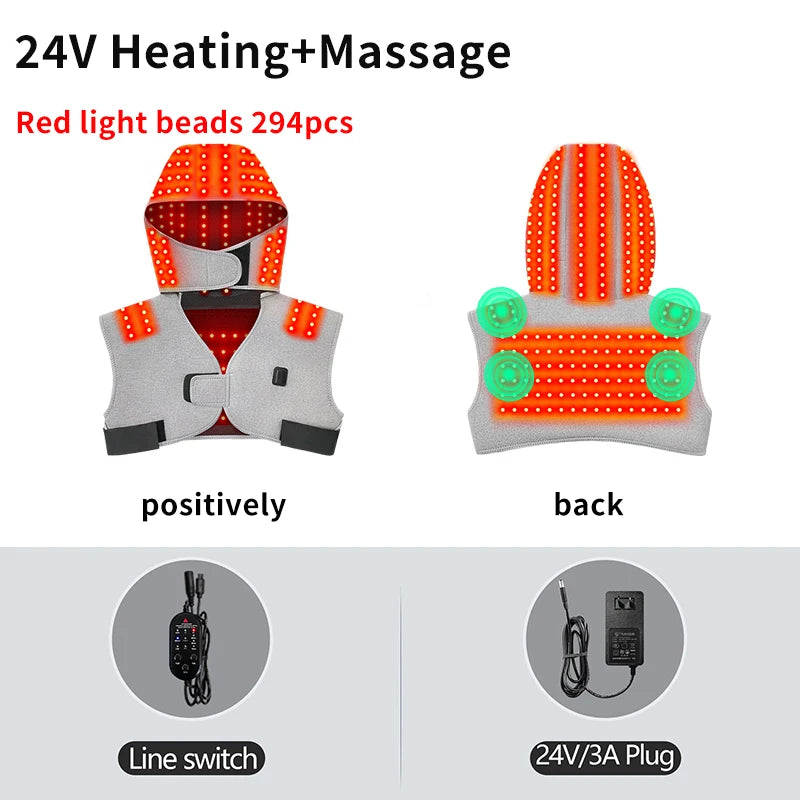 Red Light Therapy Heating Shoulder & Neck Wrap Massager - 15