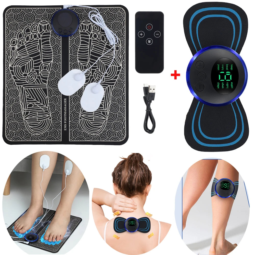 Electric EMS Foot & Body Massage Mat Set for Pain Relief