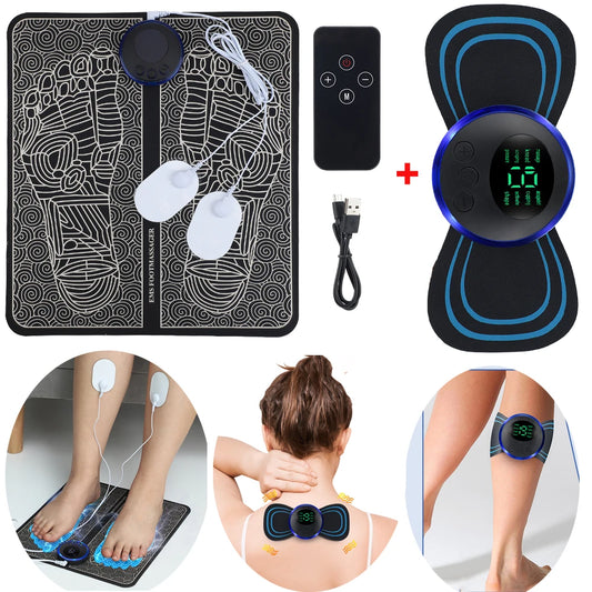 Electric EMS Foot & Body Massage Mat Set for Pain Relief