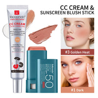 Color Correcting CC Cream and Sunscreen Blush Stick Duo