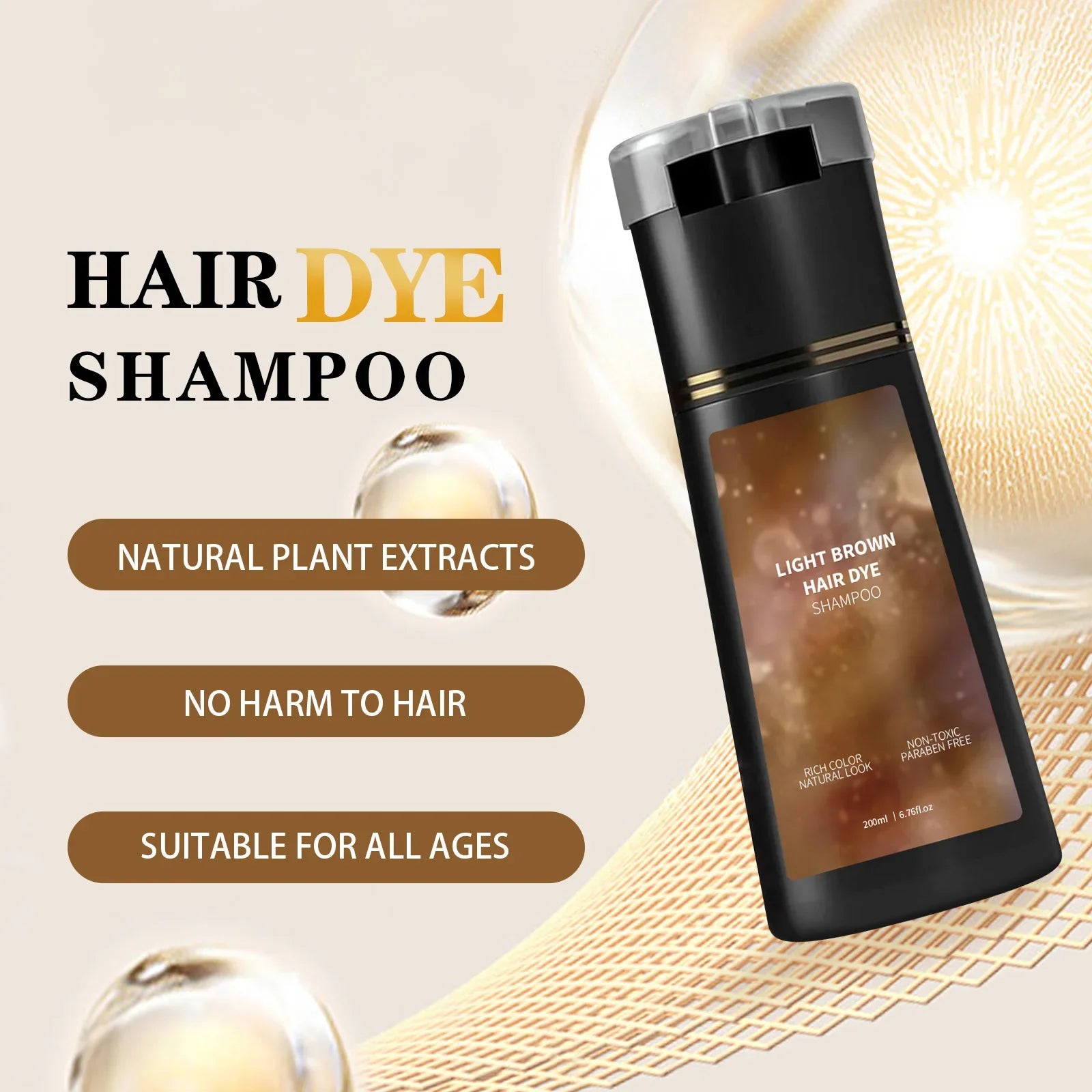 Instant Light Brown Hair Dye Shampoo for Gray Coverage - 5