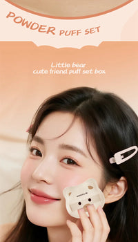 Cute Bear Makeup Powder Puff Set for Flawless Application