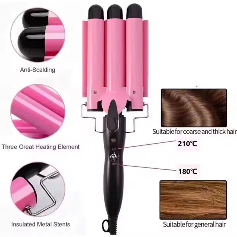 3-Barrel Professional Hair Waver for Beachy Waves - 4