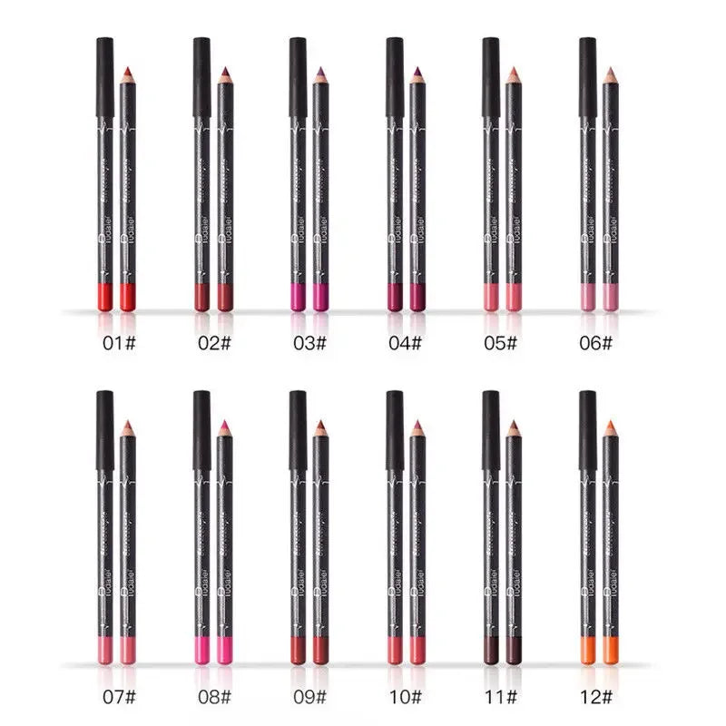 12-Piece Waterproof Matte Lip Liner Pencil Set - 4