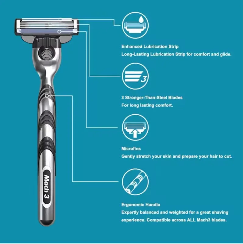 3-Blade Manual Razor for Smooth Precision Shaving - 4