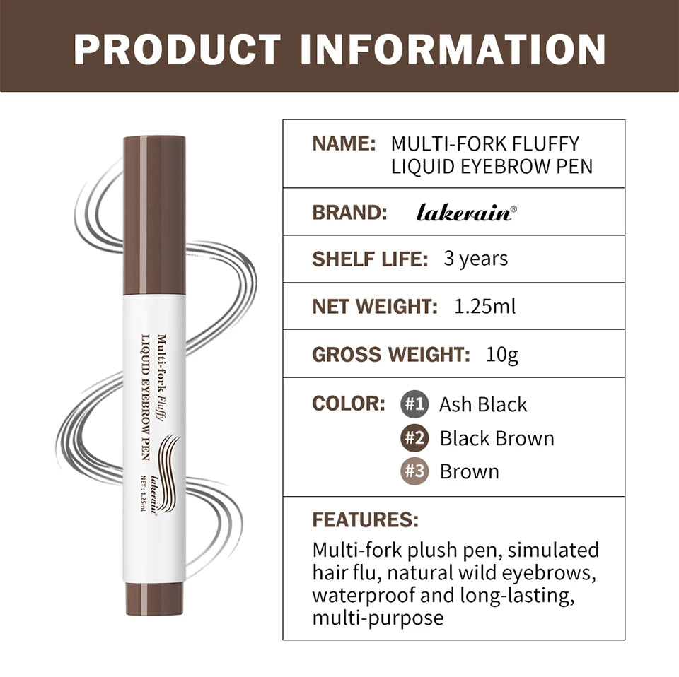 Waterproof Multi-Fork Liquid Eyebrow Pen for Natural Brows - 17