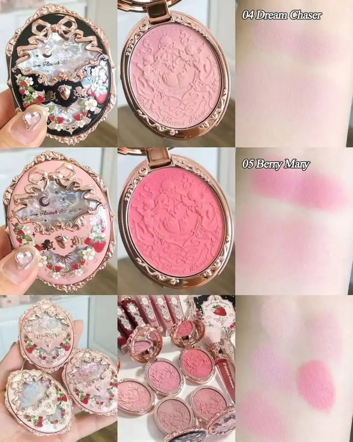 Embossed Strawberry Floral Pressed Powder Blush - 9