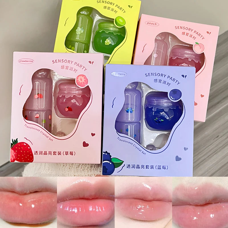 Hydrating Fruit Lip Mask and Oil Set for Soft Lips